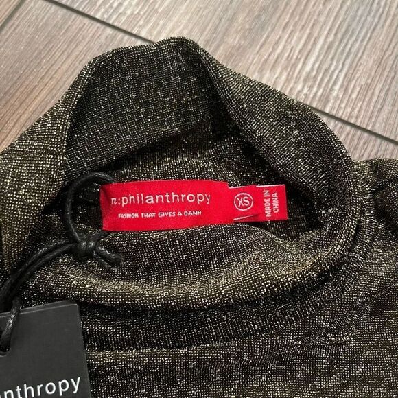 n:Philanthropy Demetra Dress Women's XS Gold Black Sparkle Long Sleeve - NWT - Picture 3 of 6